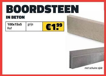 Promoties Boordsteen in beton grijs - Huismerk - Bouwcenter Frans Vlaeminck - Geldig van 03/07/2023 tot 31/07/2023 bij Bouwcenter Frans Vlaeminck