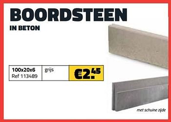 Promoties Boordsteen in beton grijs - Huismerk - Bouwcenter Frans Vlaeminck - Geldig van 03/07/2023 tot 31/07/2023 bij Bouwcenter Frans Vlaeminck