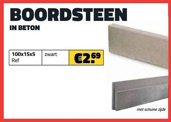 Promoties Boordsteen in beton zwart - Huismerk - Bouwcenter Frans Vlaeminck - Geldig van 03/07/2023 tot 31/07/2023 bij Bouwcenter Frans Vlaeminck