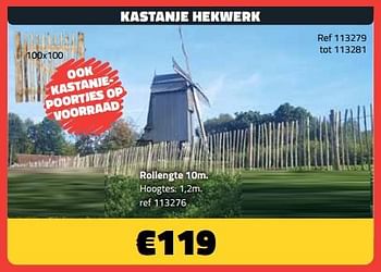 Promoties Kastanje hekwerk 10m - Huismerk - Bouwcenter Frans Vlaeminck - Geldig van 03/07/2023 tot 31/07/2023 bij Bouwcenter Frans Vlaeminck