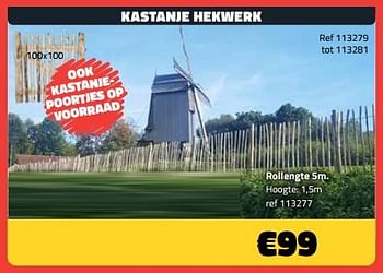 Promoties Kastanje hekwerk 5m - Huismerk - Bouwcenter Frans Vlaeminck - Geldig van 03/07/2023 tot 31/07/2023 bij Bouwcenter Frans Vlaeminck