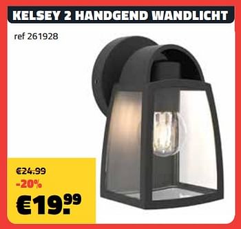 Promoties Kelsey 2 handgend wandlicht - Lutec - Geldig van 03/07/2023 tot 31/07/2023 bij Bouwcenter Frans Vlaeminck