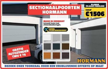 Promoties Sectionaalpoorten hormann planar vlakke panelen - Hörmann - Geldig van 03/07/2023 tot 31/07/2023 bij Bouwcenter Frans Vlaeminck
