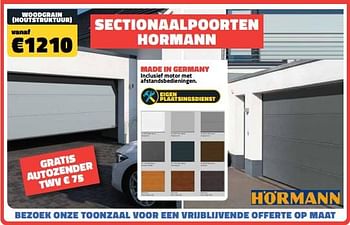 Promoties Sectionaalpoorten hormann woodgrain houtstruktuur - Hörmann - Geldig van 03/07/2023 tot 31/07/2023 bij Bouwcenter Frans Vlaeminck