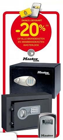 Promoties -20% op alle brandkasten en minibrandkasten masterlock - Master Lock - Geldig van 28/06/2023 tot 17/07/2023 bij Brico