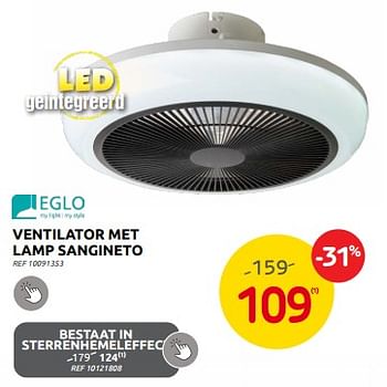Promoties Ventilator met lamp sangineto - Eglo - Geldig van 28/06/2023 tot 17/07/2023 bij Brico