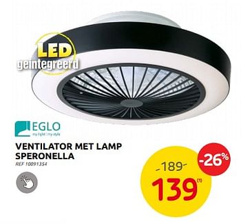 Promoties Ventilator met lamp speronella - Eglo - Geldig van 28/06/2023 tot 17/07/2023 bij Brico