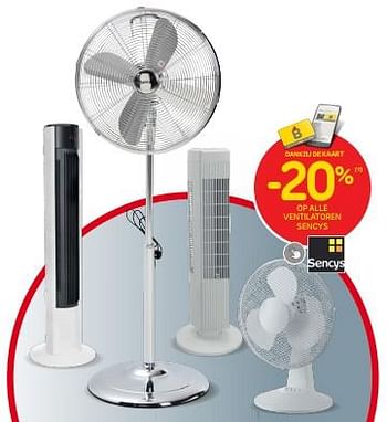 Promoties -20% op alle ventilatoren sencys - Sencys - Geldig van 28/06/2023 tot 17/07/2023 bij Brico