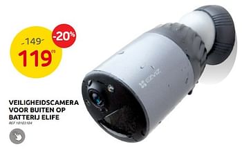 Promoties Ezviz veiligheidscamera voor buiten op batterij elife - Ezviz - Geldig van 28/06/2023 tot 17/07/2023 bij Brico