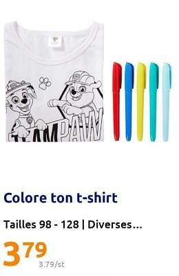 Promotions Colore ton t-shirt - Produit Maison - Action - Valide de 21/06/2023 à 27/06/2023 chez Action
