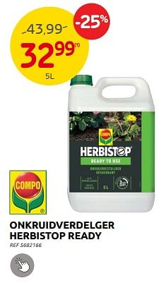 Promoties Onkruidverdelger herbistop ready - Compo - Geldig van 28/06/2023 tot 17/07/2023 bij Brico