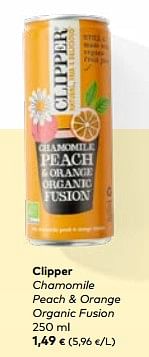 Promotions Clipper chamomile peach + orange organic fusion - Clipper - Valide de 21/06/2023 à 18/07/2023 chez Bioplanet
