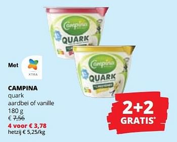 Promoties Campina quark aardbei of vanille - Campina - Geldig van 29/06/2023 tot 12/07/2023 bij Spar (Colruytgroup)