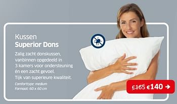 Promoties Kussen superior dons - Huismerk - Sleeplife - Geldig van 01/07/2023 tot 31/07/2023 bij Sleeplife