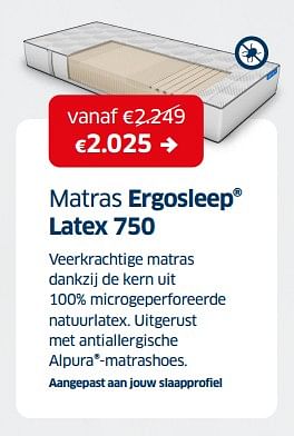 Promoties Matras ergosleep latex 750 - Huismerk - Sleeplife - Geldig van 01/07/2023 tot 31/07/2023 bij Sleeplife