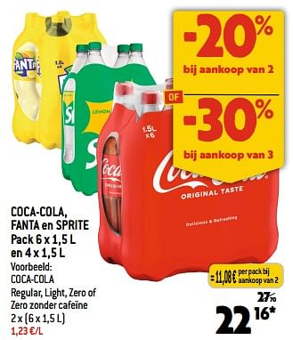 Promoties Coca-cola regular light zero of zero zonder cafeïne - Coca Cola - Geldig van 28/06/2023 tot 04/07/2023 bij Smatch