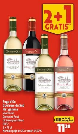 Promoties Pays d`oc couleurs du sud grenache rosé of sauvignon blanc - Rode wijnen - Geldig van 28/06/2023 tot 04/07/2023 bij Smatch