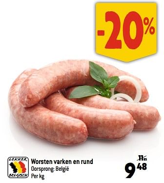 Promotions Worsten varken en rund - Produit Maison - Smatch - Valide de 28/06/2023 à 04/07/2023 chez Smatch