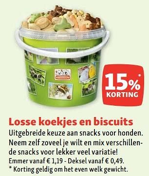 Promoties Losse koekjes en biscuits 15% korting - Huismerk - Maxi Zoo - Geldig van 05/07/2023 tot 12/07/2023 bij Maxi Zoo