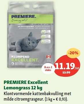 Promoties Premiere excellent lemongrass - Premiere - Geldig van 05/07/2023 tot 12/07/2023 bij Maxi Zoo