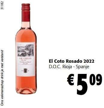 Promoties El coto rosado 2022 d.o.c. rioja - spanje - Rosé wijnen - Geldig van 28/06/2023 tot 11/07/2023 bij Colruyt