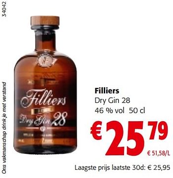 Promoties Filliers dry gin 28 - Filliers - Geldig van 28/06/2023 tot 11/07/2023 bij Colruyt