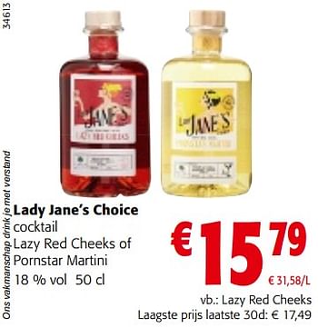 Promoties Lady jane’s choice cocktail lazy red cheeks - Lady Jane's - Geldig van 28/06/2023 tot 11/07/2023 bij Colruyt