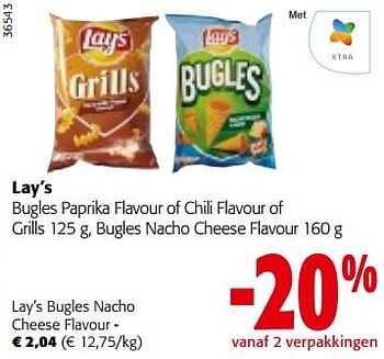 Promoties Lay’s bugles nacho cheese flavour - Lay's - Geldig van 28/06/2023 tot 11/07/2023 bij Colruyt