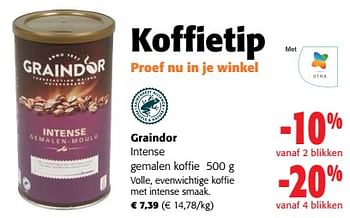 Promoties Graindor intense gemalen koffie - Graindor - Geldig van 28/06/2023 tot 11/07/2023 bij Colruyt