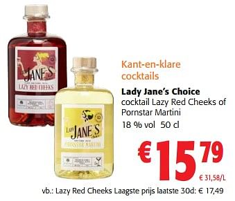 Promoties Lady jane’s choice cocktail lazy red cheeks - Lady Jane's - Geldig van 28/06/2023 tot 11/07/2023 bij Colruyt