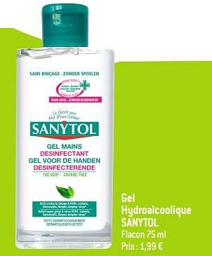 Promotions Gel hydroalcoolique sanytol - Sanytol - Valide de 28/06/2023 à 04/07/2023 chez Smatch