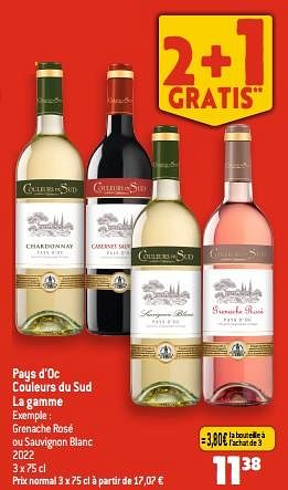 Promotions Pays d`oc couleurs du sud grenache rosé ou sauvignon blanc - Vins rouges - Valide de 28/06/2023 à 04/07/2023 chez Smatch