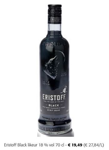 Promoties Eristoff black likeur - Eristoff - Geldig van 28/06/2023 tot 11/07/2023 bij Colruyt
