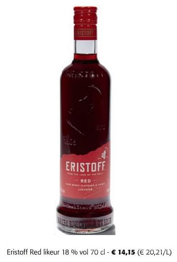 Promoties Eristoff red likeur - Eristoff - Geldig van 28/06/2023 tot 11/07/2023 bij Colruyt