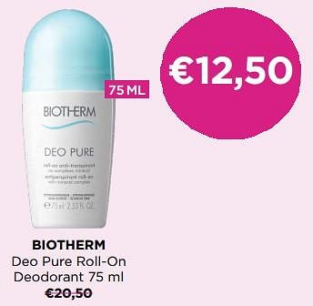 Promoties Biotherm deo pure roll-on deodorant - Biotherm - Geldig van 01/07/2023 tot 31/07/2023 bij ICI PARIS XL