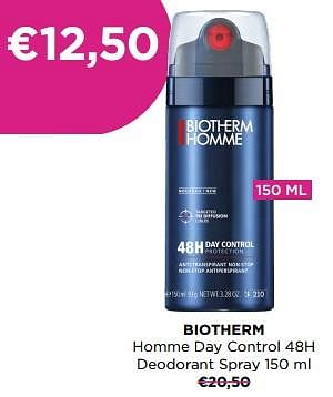 Promoties Biotherm homme day control 48h deodorant spray - Biotherm - Geldig van 01/07/2023 tot 31/07/2023 bij ICI PARIS XL