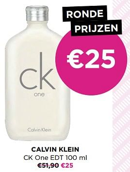 Promoties Calvin klein ck one edt - Calvin Klein - Geldig van 01/07/2023 tot 31/07/2023 bij ICI PARIS XL