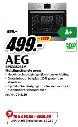 Promoties Aeg bps335061m multifunctionele oven - AEG - Geldig van 01/07/2023 tot 02/07/2023 bij Media Markt