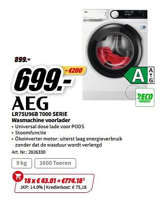Promoties Aeg lr75u96b 7000 serie wasmachine voorlader - AEG - Geldig van 01/07/2023 tot 02/07/2023 bij Media Markt