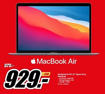 Promoties Apple macbook air m1 13`` space grey macbook - Apple - Geldig van 01/07/2023 tot 02/07/2023 bij Media Markt
