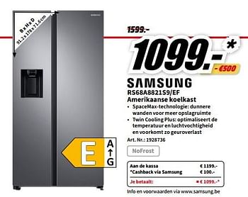 Promoties Samsung rs68a8821s9-ef amerikaanse koelkast - Samsung - Geldig van 01/07/2023 tot 02/07/2023 bij Media Markt