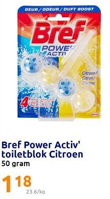 Promoties Bref power activ` toiletblok citroen - Bref - Geldig van 28/06/2023 tot 04/07/2023 bij Action