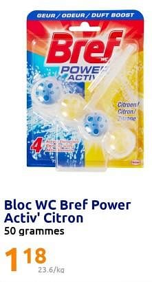Promotions Bloc wc bref power activ` citron - Bref - Valide de 28/06/2023 à 04/07/2023 chez Action