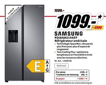 Promotions Samsung rs68a8821s9-ef réfrigérateur américain - Samsung - Valide de 01/07/2023 à 02/07/2023 chez Media Markt