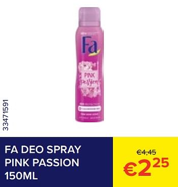 Promotions Fa deo spray pink passion - Fa - Valide de 01/07/2023 à 31/07/2023 chez Euro Shop