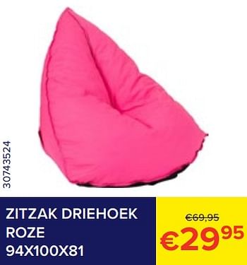 Promoties Zitzak driehoek roze - Huismerk - Euroshop - Geldig van 01/07/2023 tot 31/07/2023 bij Euro Shop
