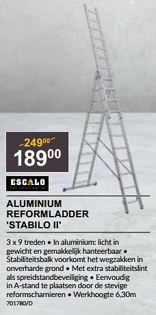 Promoties Aluminium reformladder stabilo ii - Escalo - Geldig van 29/06/2023 tot 16/07/2023 bij HandyHome