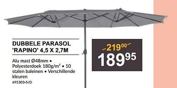 Promoties Dubbele parasol rapino - Huismerk - HandyHome - Geldig van 29/06/2023 tot 16/07/2023 bij HandyHome