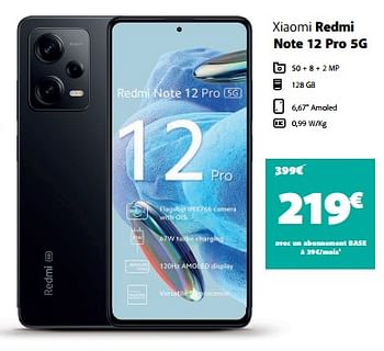 Promotions Xiaomi redmi note 12 pro 5g - Xiaomi - Valide de 30/06/2023 à 26/07/2023 chez Base