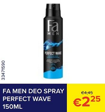 Promotions Fa men deo spray perfect wave - Fa - Valide de 01/07/2023 à 31/07/2023 chez Euro Shop